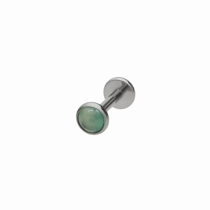 Glitters Earrings Green Onyx Top Titanium Flat Back Stud Earrings