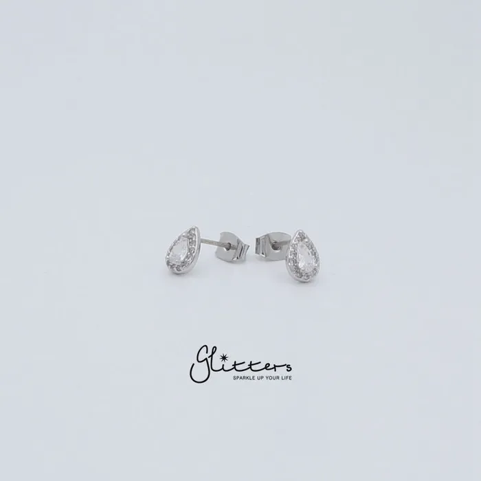 Glitters Earrings Teardrop Cubic Zirconia Stud Earrings with Sterling Silver Post Glitters Earrings Teardrop Cubic Zirconia Stud Earrings with Sterling Silver Post