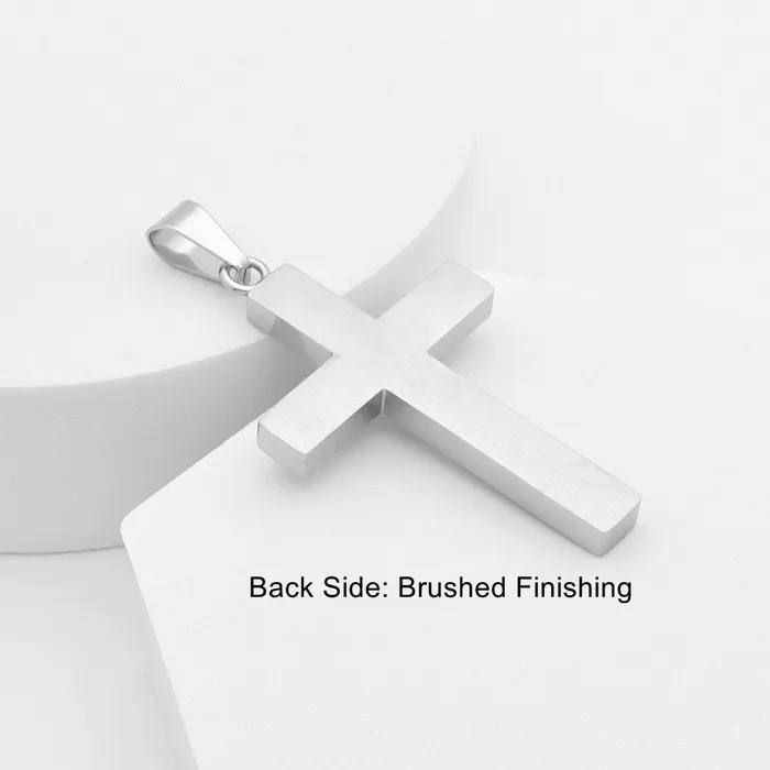 Glitters Lords Prayer Cross Pendant Silver Necklaces