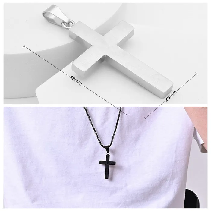 Glitters Lords Prayer Cross Pendant Silver Necklaces