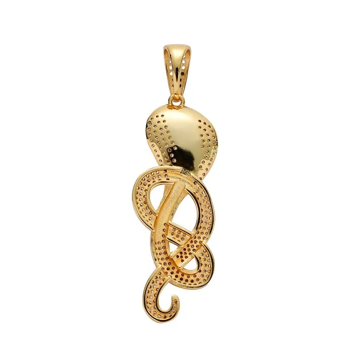 Glitters Necklaces Iced Out Cobra Pendant Gold
