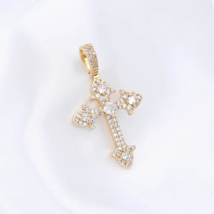Glitters Necklaces Iced Out Cross Pendant Gold