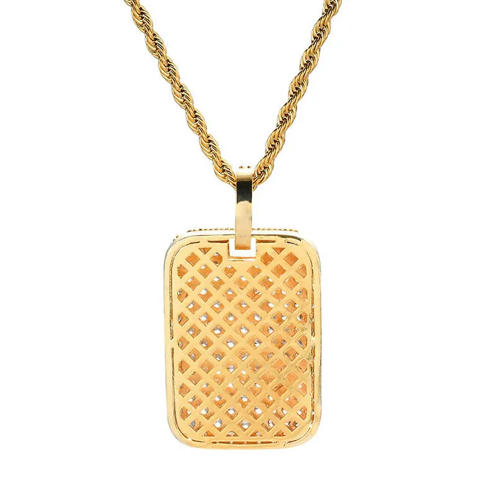 Glitters Necklaces Iced Out Dog Tag Pendant Gold