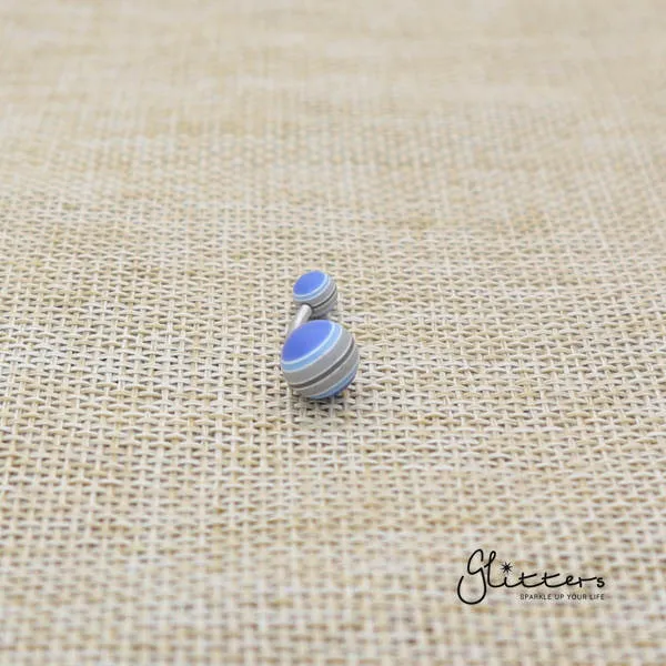 Glitters Rings 14 Gauge Acrylic Multi Color Strips Balls Belly Button Ring Blue