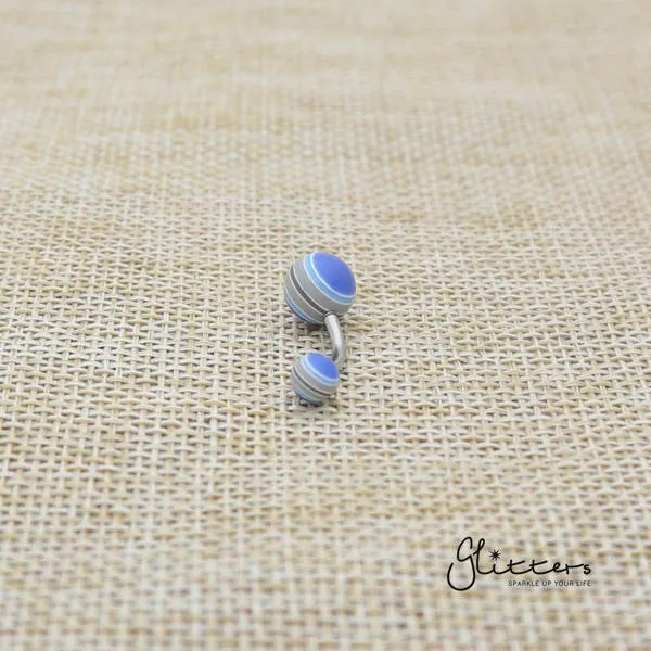 Glitters Rings 14 Gauge Acrylic Multi Color Strips Balls Belly Button Ring Blue
