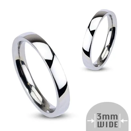 Glitters Rings Stainless Steel 3mm Wide Glossy Mirror Polished Plain Band Ring Glitters Rings Stainless Steel 3mm Wide Glossy Mirror Polished Plain Band Ring