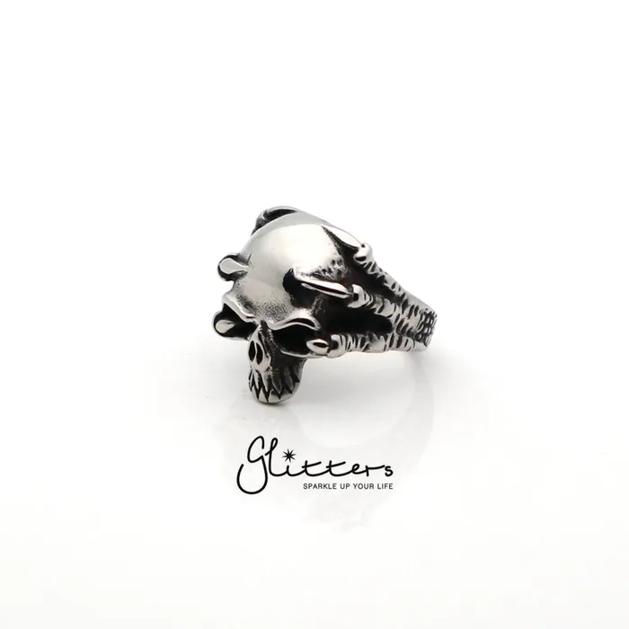 Glitters Rings Stainless Steel Skull with Claw Cast Ring