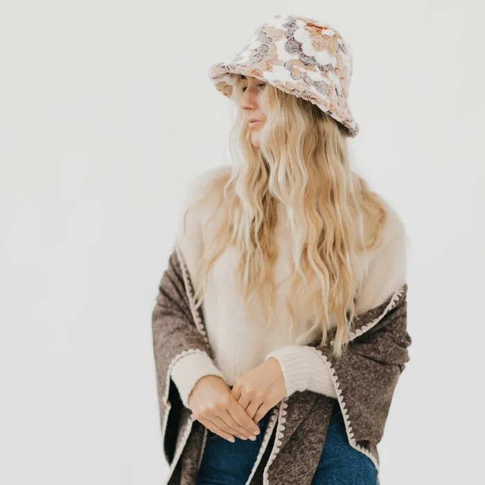 Hats Earrings Forget Me Not Flower Fur Bucket Hat Wholesale