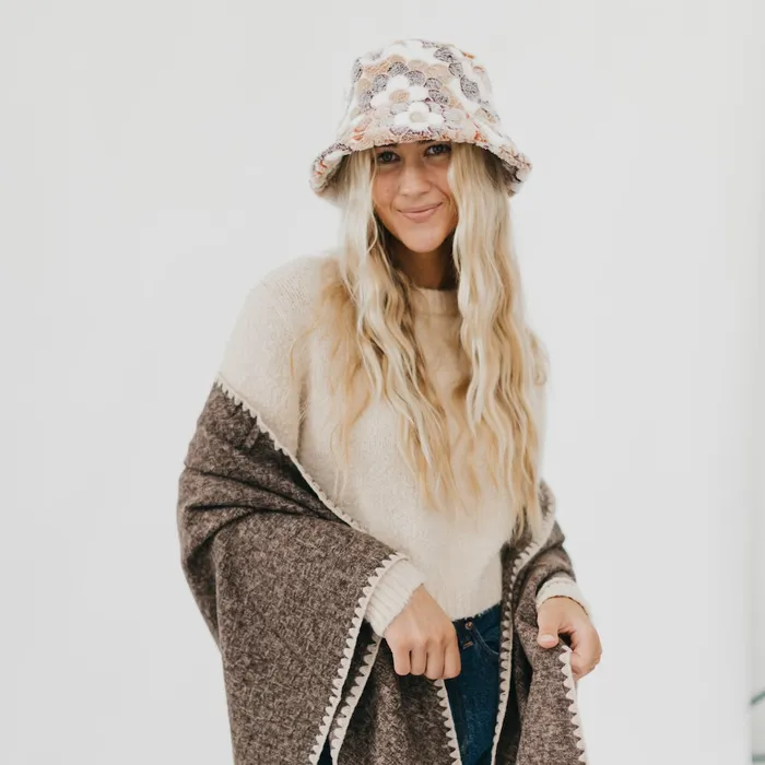Hats Earrings Forget Me Not Flower Fur Bucket Hat Wholesale
