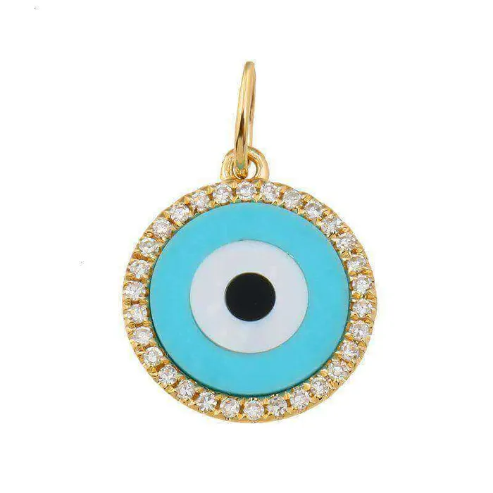 Izakov Diamonds Fine Jewelry 14K Gold Diamond Halo Gemstone Evil Eye Necklace Charm Necklaces Izakov Diamonds Fine Jewelry 14K Gold Diamond Halo Gemstone Evil Eye Necklace Charm Necklaces
