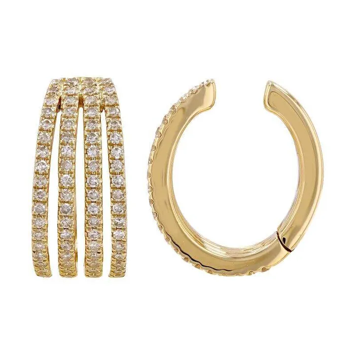 Izakov Diamonds Fine Jewelry Earrings 14K Gold 4Row Caged Diamond Cuff Earring Izakov Diamonds Fine Jewelry Earrings 14K Gold 4Row Caged Diamond Cuff Earring