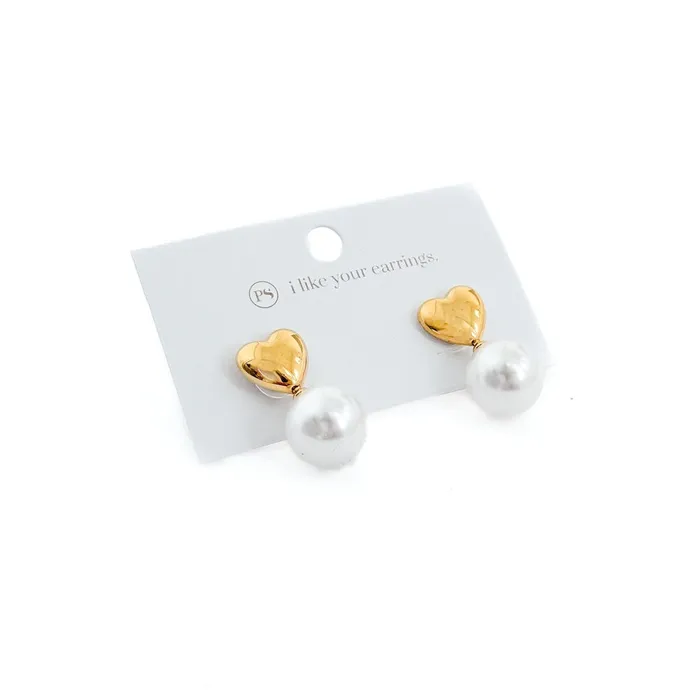 Jewelry Swipe Right Pearl Heart Earrings WATERPROOF Wholesale Earrings