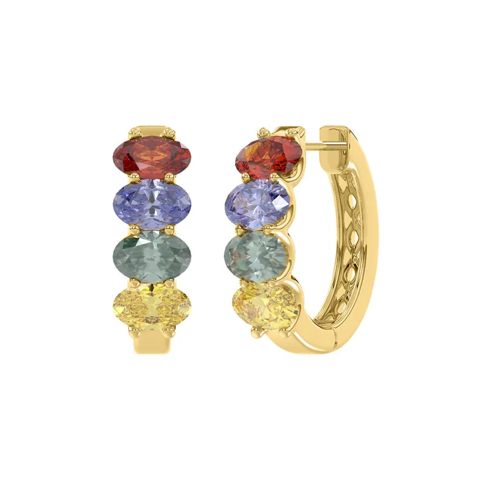 LADIES HOOP EARRINGS 445CT OVAL DIAMOND 14K YELLOW GOLD CENTER STONE MIX445CT AV Earrings LADIES HOOP EARRINGS 445CT OVAL DIAMOND 14K YELLOW GOLD CENTER STONE MIX445CT AV Earrings