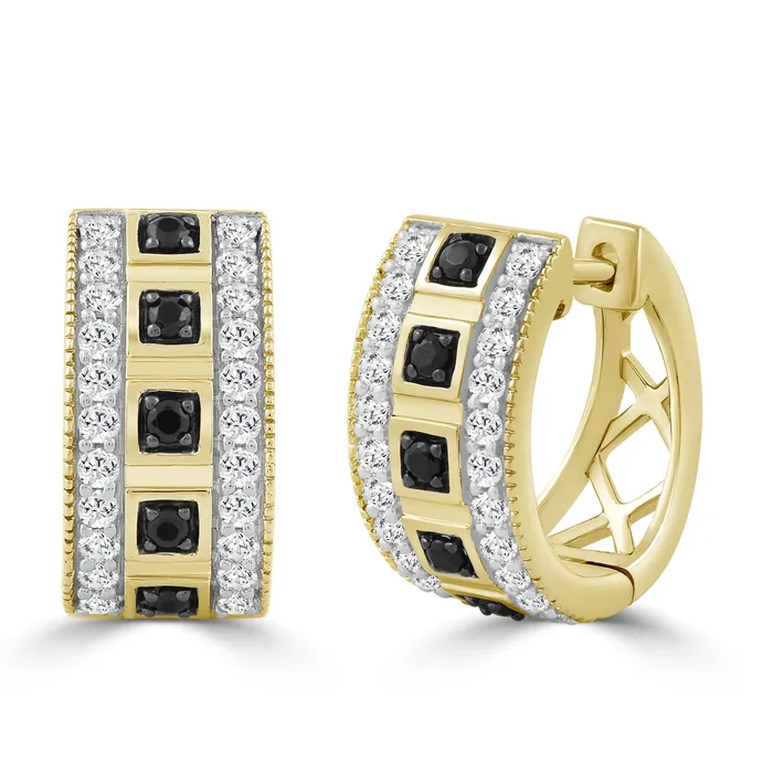 LADIES HOOPS EARRING 050CT BLACKROUND DIAMOND 10K YELLOW GOLD AV Earrings LADIES HOOPS EARRING 050CT BLACKROUND DIAMOND 10K YELLOW GOLD AV Earrings