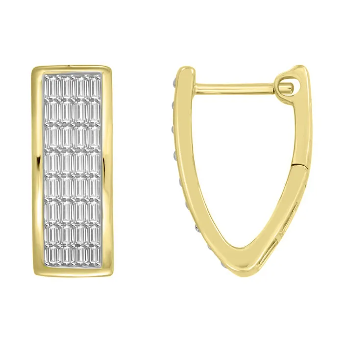 LADIES HUGGIES EARRINGS 050CT BAGUETTE DIAMOND 10K YELLOW GOLD AV Earrings LADIES HUGGIES EARRINGS 050CT BAGUETTE DIAMOND 10K YELLOW GOLD AV Earrings