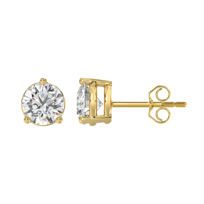 LADIES SOLITAIRE EARRINGS 4CT ROUND DIAMOND 14K YELLOW GOLD CENTER STONE ROUND DIAMOND 2CT Ethos Earrings LADIES SOLITAIRE EARRINGS 4CT ROUND DIAMOND 14K YELLOW GOLD CENTER STONE ROUND DIAMOND 2CT Ethos Earrings