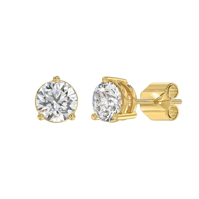 LADIES SOLITAIRE EARRINGS 4CT ROUND DIAMOND 14K YELLOW GOLD CENTER STONE ROUND DIAMOND 2CT Ethos Earrings LADIES SOLITAIRE EARRINGS 4CT ROUND DIAMOND 14K YELLOW GOLD CENTER STONE ROUND DIAMOND 2CT Ethos Earrings