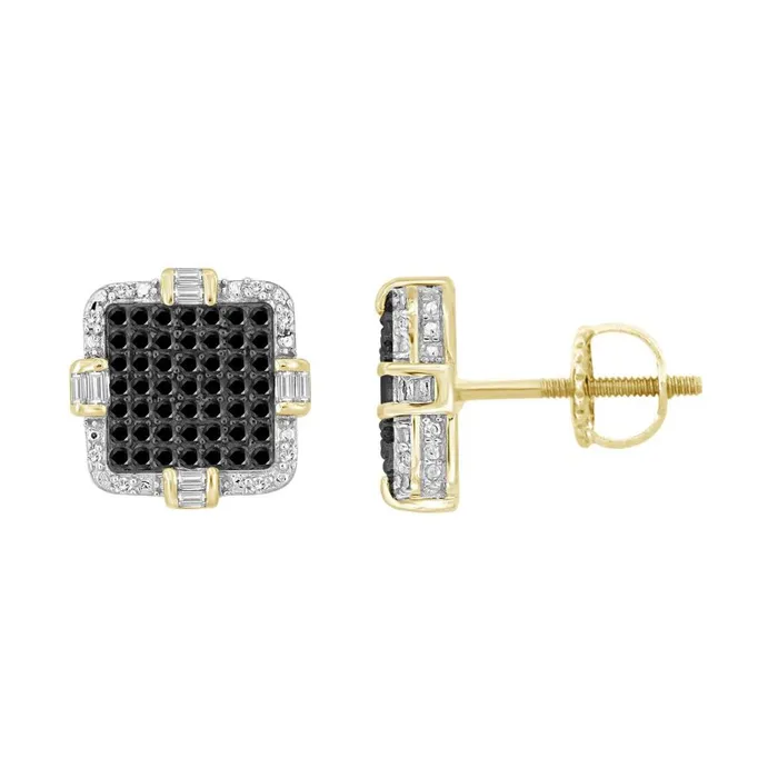 LADIES STUD EARRINGS 025CT ROUNDBAGUETTE DIAMOND 10K YELLOW GOLD AV Earrings LADIES STUD EARRINGS 025CT ROUNDBAGUETTE DIAMOND 10K YELLOW GOLD AV Earrings