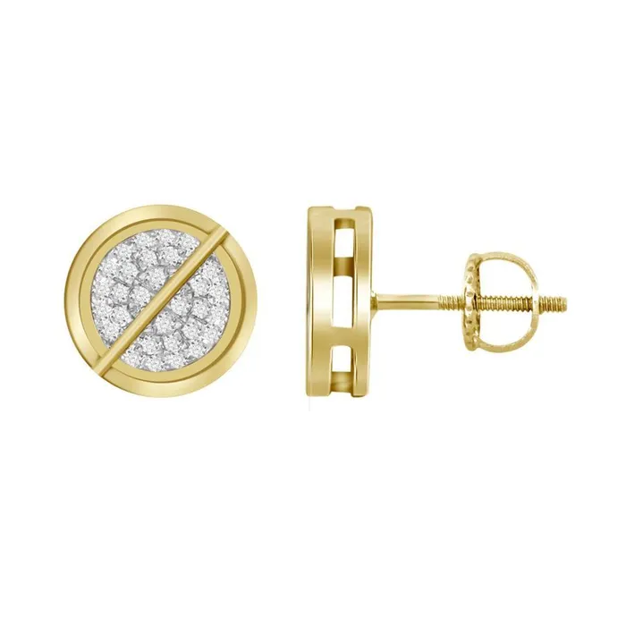 LADIES STUD EARRINGS 100CT ROUND DIAMOND 10K YELLOW GOLD AV Earrings