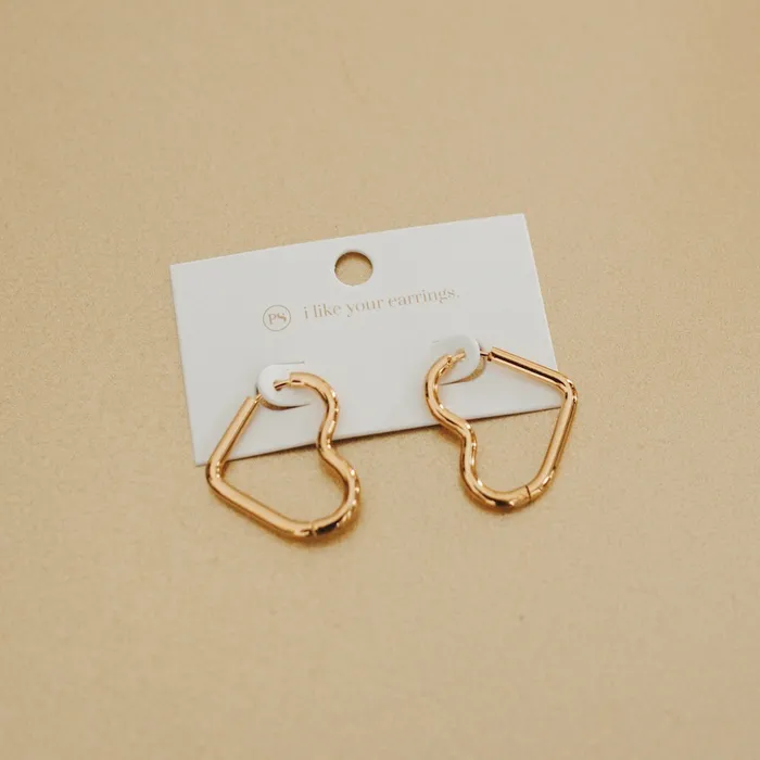 Love On My Mind Heart Hoop Earrings WATERPROOF Wholesale Jewelry Earrings