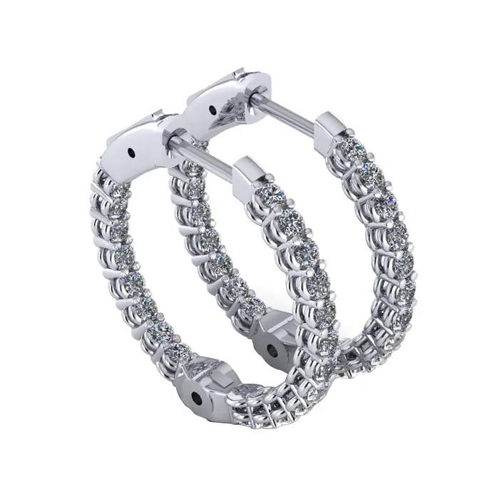 MALAKAN DIAMOND CO 14K White Gold 154ctw Fancy Hoop Style Lab Grown Diamond Earrings Earrings MALAKAN DIAMOND CO 14K White Gold 154ctw Fancy Hoop Style Lab Grown Diamond Earrings Earrings