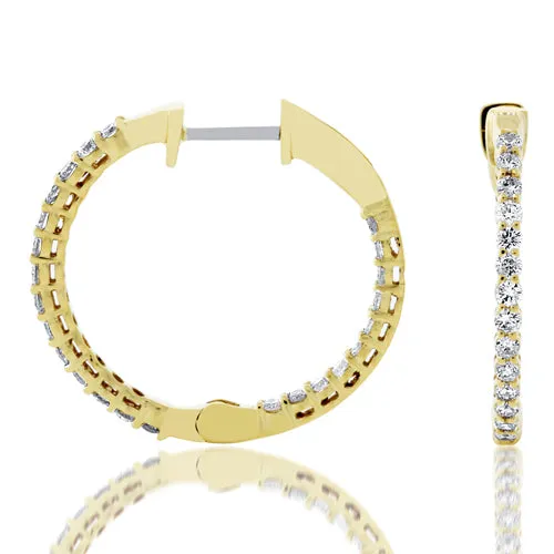 MALAKAN DIAMOND CO 14K Yellow Gold 110ctw Round Hoop Style Lab Grown Diamond Earrings Earrings MALAKAN DIAMOND CO 14K Yellow Gold 110ctw Round Hoop Style Lab Grown Diamond Earrings Earrings