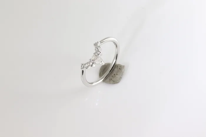 MALAKAN DIAMOND CO Rings 14K White Gold 032ctw Lab Grown Chevron Diamond Band