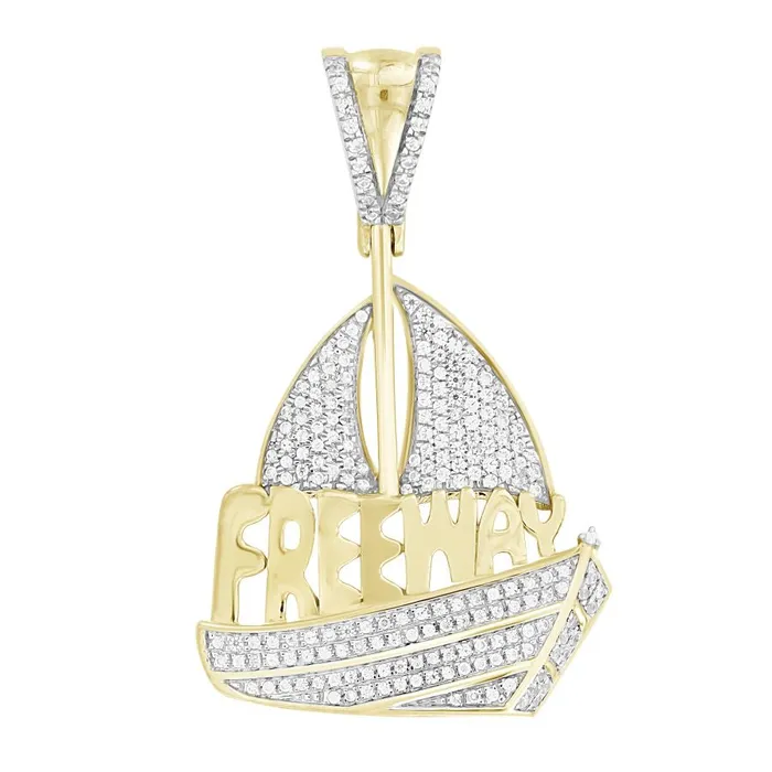 MENS CHARM 050CT ROUND DIAMOND 10K YELLOW GOLD AV Charm Necklaces