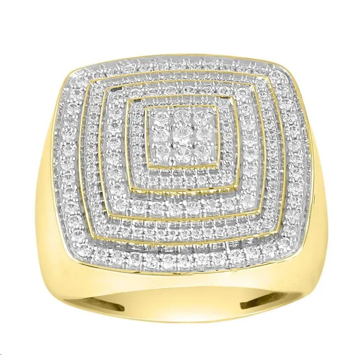 MENS RING 100CT ROUND DIAMOND 10K YELLOW GOLD AV Rings