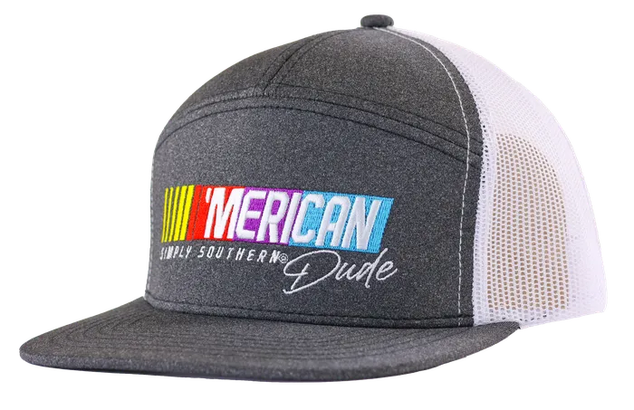 Mens Snapback Hat Racing Merican Dude Simply Southern Rings