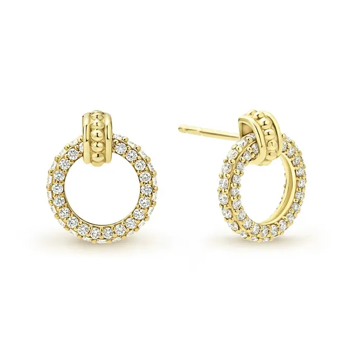 Meridian 18K Gold Circle Diamond Stud Earrings LAGOS Earrings
