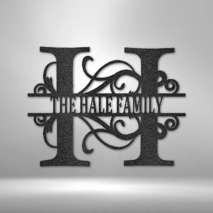 My Easy Monogram Metal Initial Sign Bold Split Initial Letter Metal Sign Family Name Sign Initial Wall Dcor Year Long Front Porch Name Sign Necklaces
