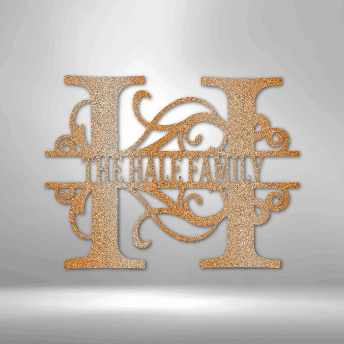 My Easy Monogram Metal Initial Sign Bold Split Initial Letter Metal Sign Family Name Sign Initial Wall Dcor Year Long Front Porch Name Sign Necklaces