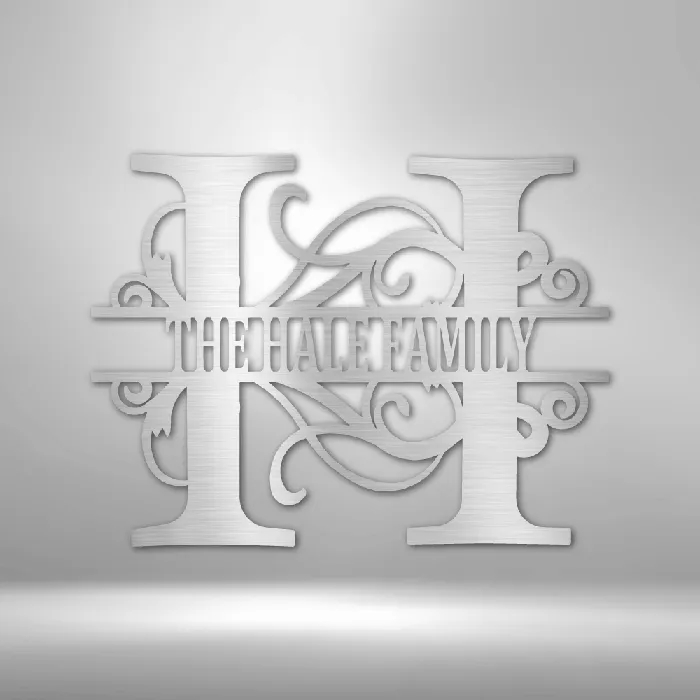 My Easy Monogram Metal Initial Sign Bold Split Initial Letter Metal Sign Family Name Sign Initial Wall Dcor Year Long Front Porch Name Sign Necklaces