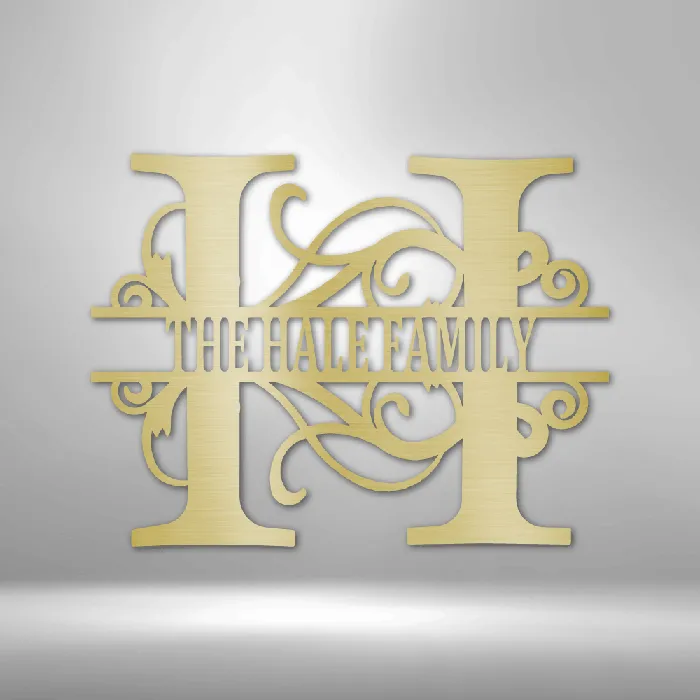 My Easy Monogram Metal Initial Sign Bold Split Initial Letter Metal Sign Family Name Sign Initial Wall Dcor Year Long Front Porch Name Sign Necklaces
