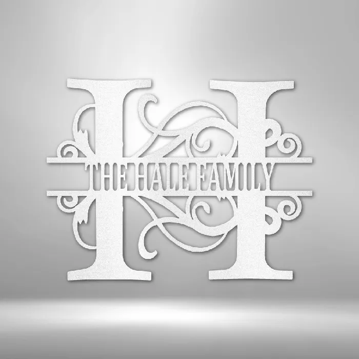 My Easy Monogram Metal Initial Sign Bold Split Initial Letter Metal Sign Family Name Sign Initial Wall Dcor Year Long Front Porch Name Sign Necklaces