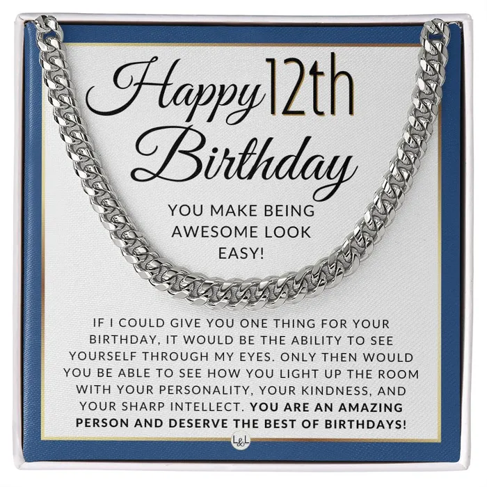Necklaces 12th Birthday Gift For Him Chain Necklace For 12 Year Old Young Mans Birthday Great Birthday Gift For Preteen Boy Jewelry For Guys ShineOn Fulfillment