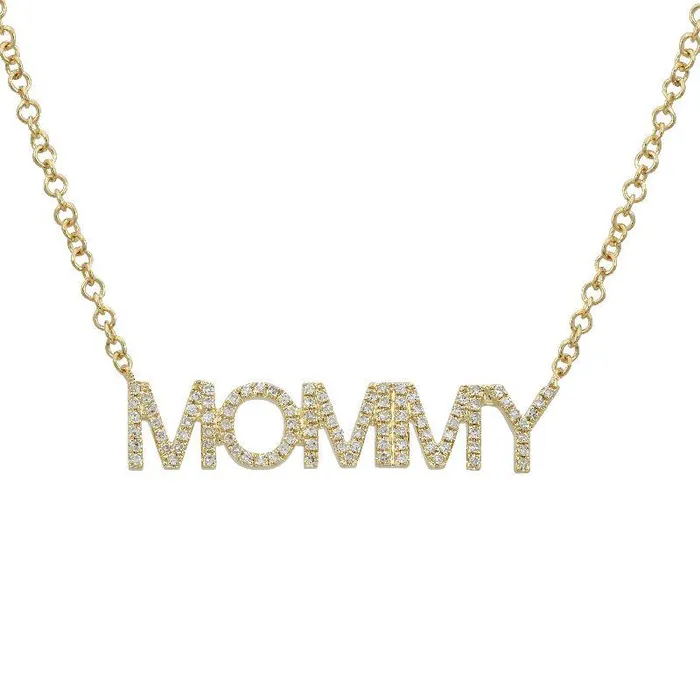 Necklaces 14K Gold Diamond Pave Mommy Statement Necklace Izakov Diamonds Fine Jewelry Necklaces 14K Gold Diamond Pave Mommy Statement Necklace Izakov Diamonds Fine Jewelry