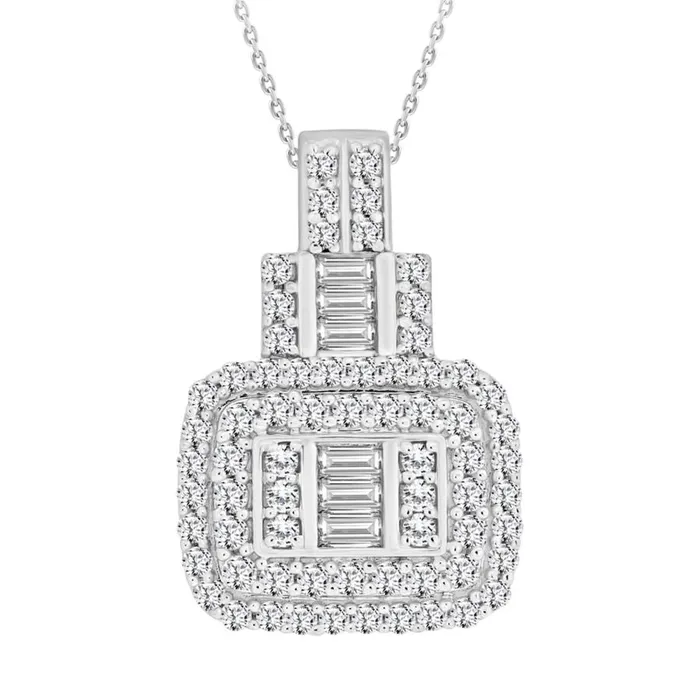 Necklaces AV LADIES PENDANT WITH CHAIN 075CT ROUNDBAGUETTE DIAMOND 14K WHITE GOLD Necklaces AV LADIES PENDANT WITH CHAIN 075CT ROUNDBAGUETTE DIAMOND 14K WHITE GOLD