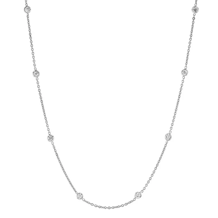 Necklaces Beauvince Diamonds by the Yard Station Necklace 086 ct Diamonds in White Gold