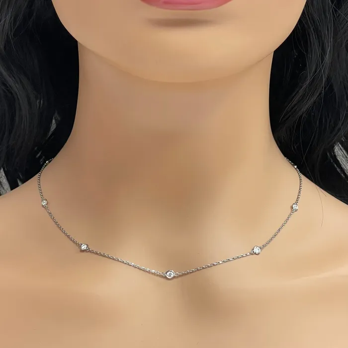 Necklaces Beauvince Diamonds by the Yard Station Necklace 086 ct Diamonds in White Gold