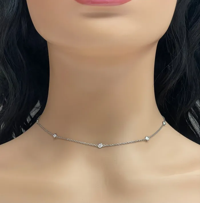 Necklaces Beauvince Diamonds by the Yard Station Necklace 086 ct Diamonds in White Gold