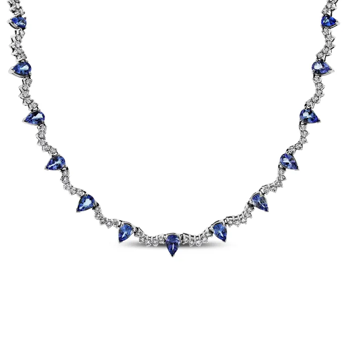 Necklaces Beauvince Princess Tanzanite Necklace 1850 ct Tanzanites Diamonds in White Gold