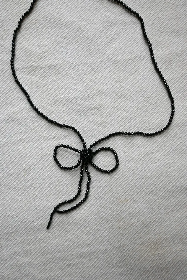 Necklaces Black Spinel Bow Necklace Jacki Holland