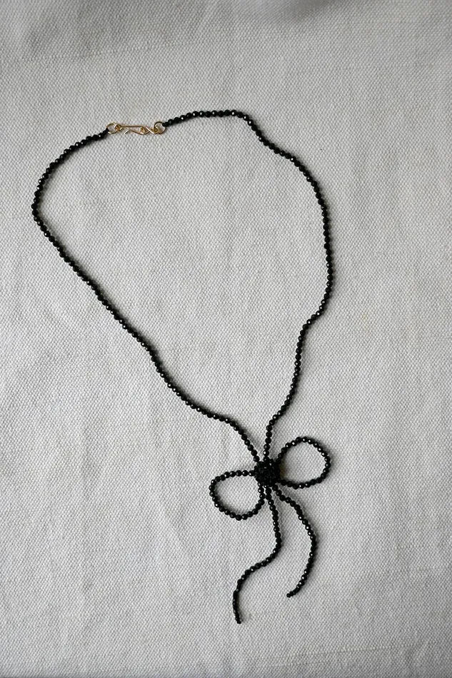 Necklaces Black Spinel Bow Necklace Jacki Holland