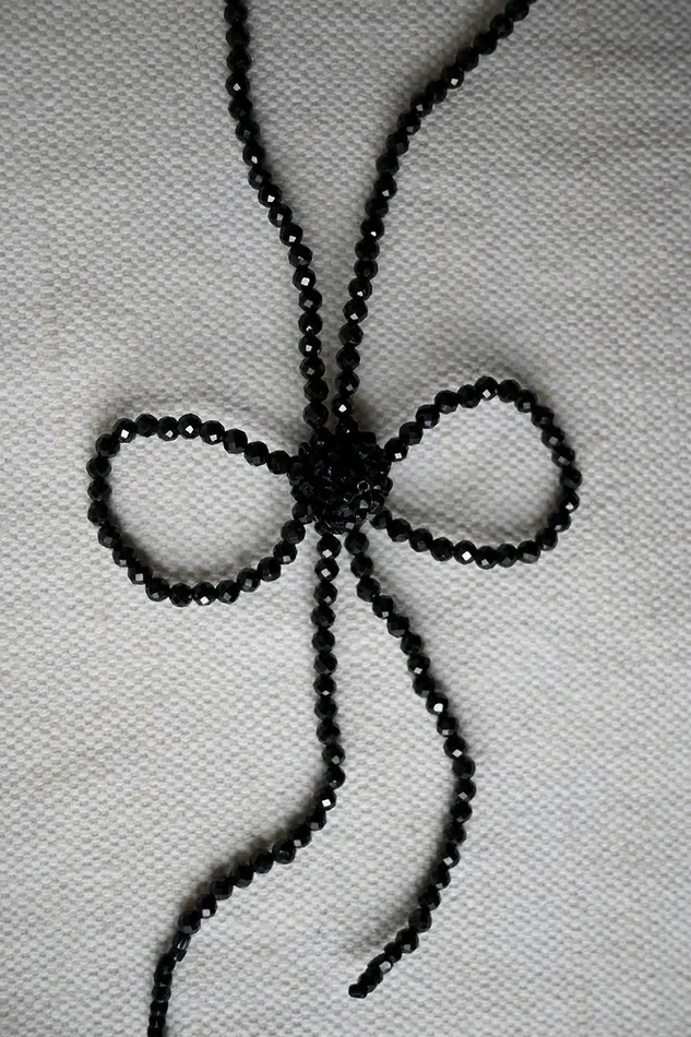 Necklaces Black Spinel Bow Necklace Jacki Holland