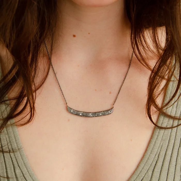 Necklaces Corey Egan Oxidized Silver Luminous Bar Necklace