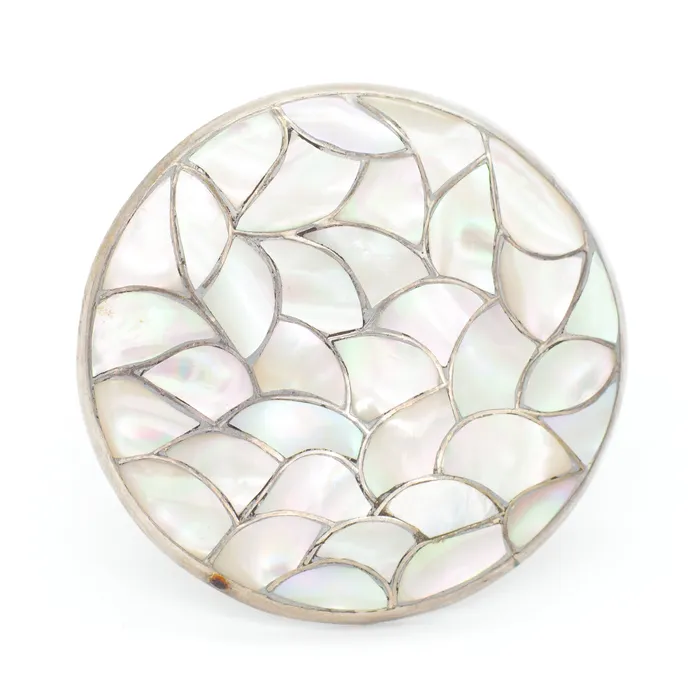 Necklaces Crown Jewels Coin Francis Leekya Zuni Handmade Mother of Pearl Sterling Silver Pin Necklaces Crown Jewels Coin Francis Leekya Zuni Handmade Mother of Pearl Sterling Silver Pin
