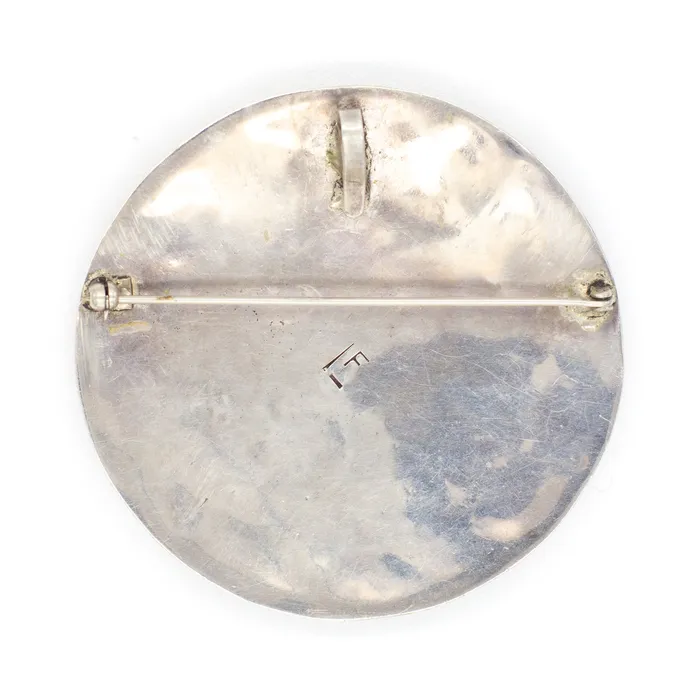 Necklaces Crown Jewels Coin Francis Leekya Zuni Handmade Mother of Pearl Sterling Silver Pin