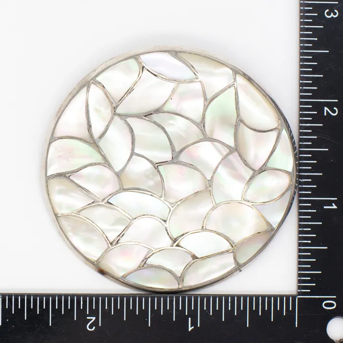 Necklaces Crown Jewels Coin Francis Leekya Zuni Handmade Mother of Pearl Sterling Silver Pin